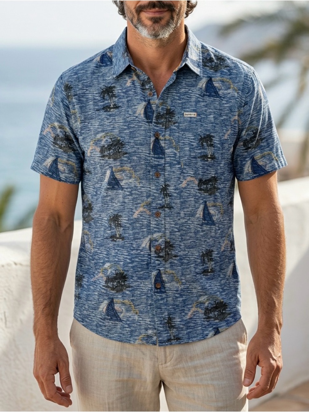 Short Sleeve Button Down Woven Shirt - WIND MOTHER